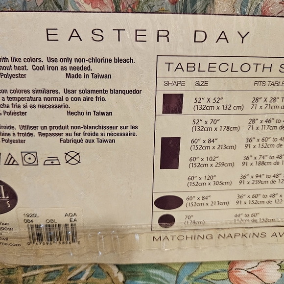 Easter Spring Floral Tablecloth Oblong AND 4 Matching Dinner Napkins BRAND NEW - Picture 10 of 11